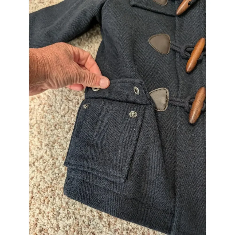 Kitestrings by Hartstrings Girls Navy Wool Blend Hooded Duffle Coat Jacket 18M